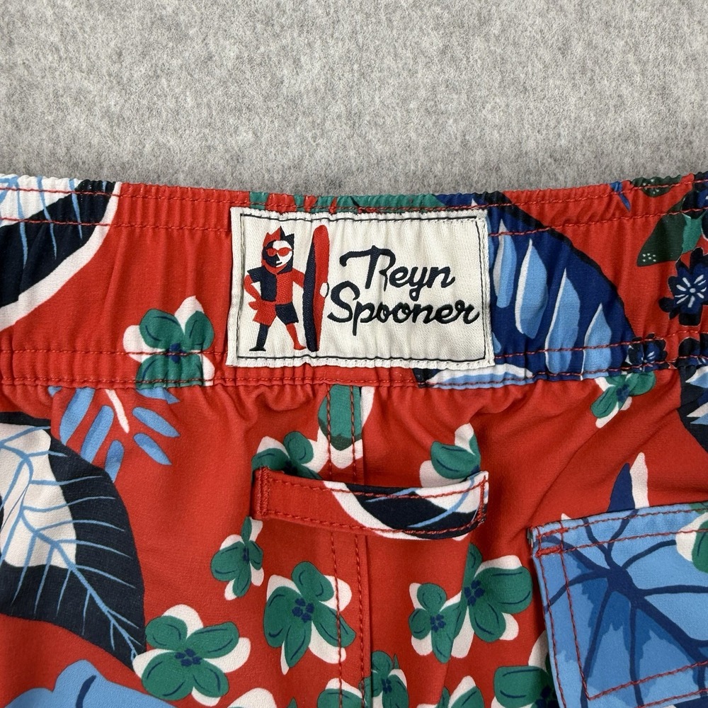 Reyn‎ Spooner Shorts Mens Large Red Floral Bamboo Blend Swim Trunks Hawaiian - Picture 5 of 13